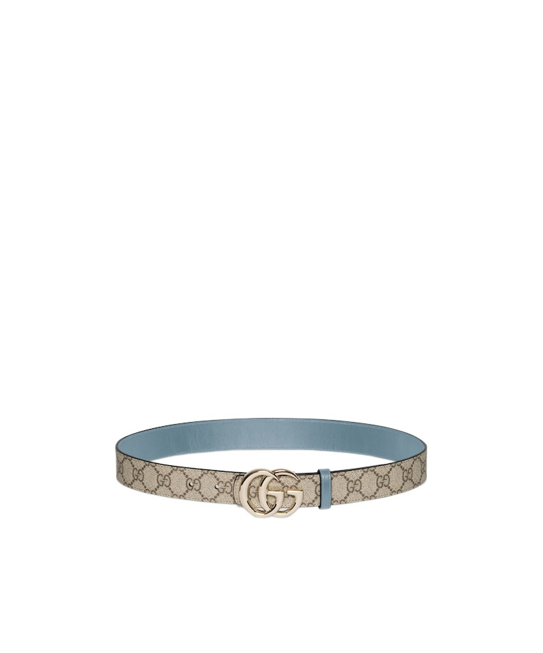 Gucci Reversible Gg Marmont Belt In Blue