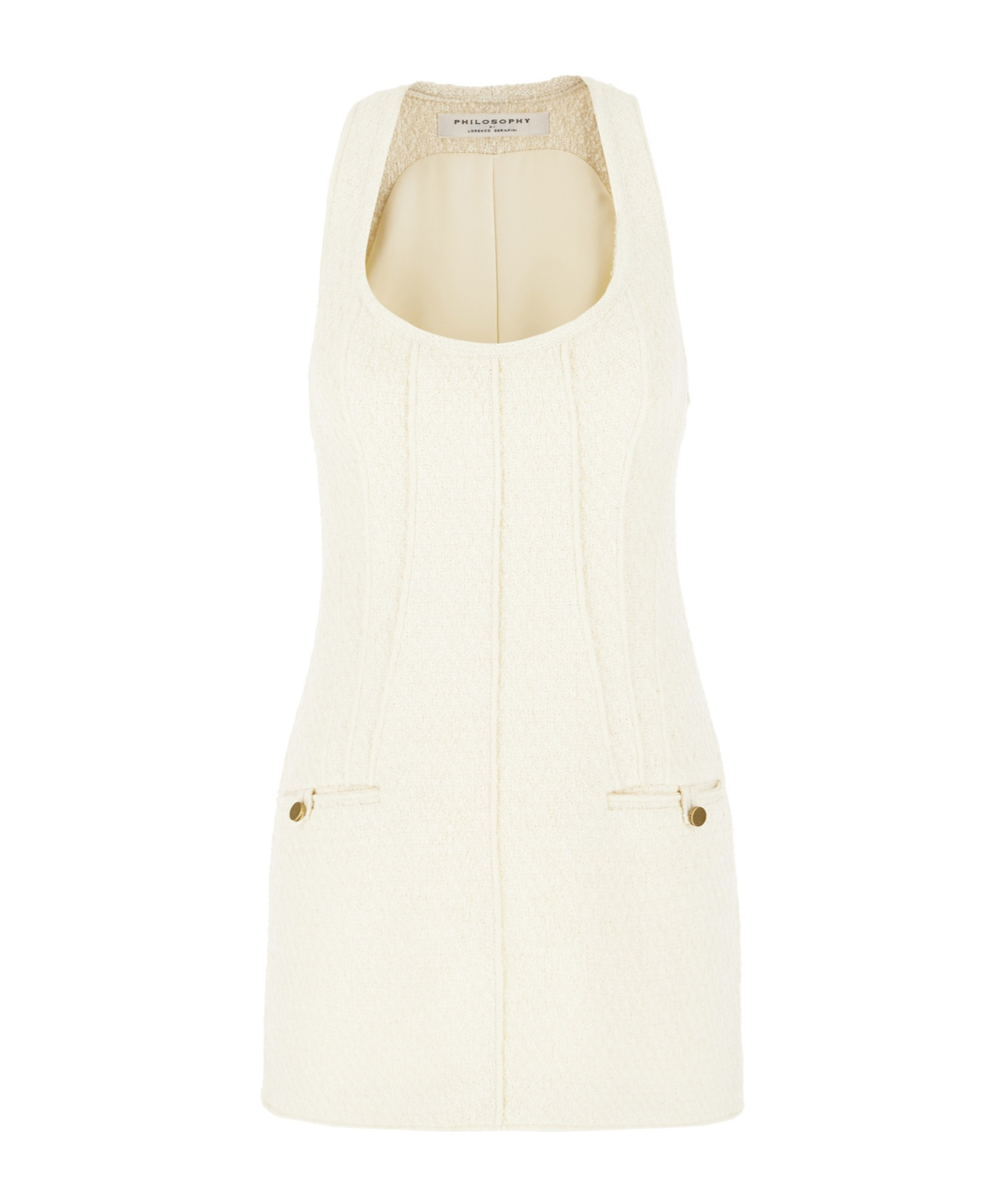 Philosophy Di Lorenzo Serafini Ivory Cotton Blend Mini Dress In Neutral