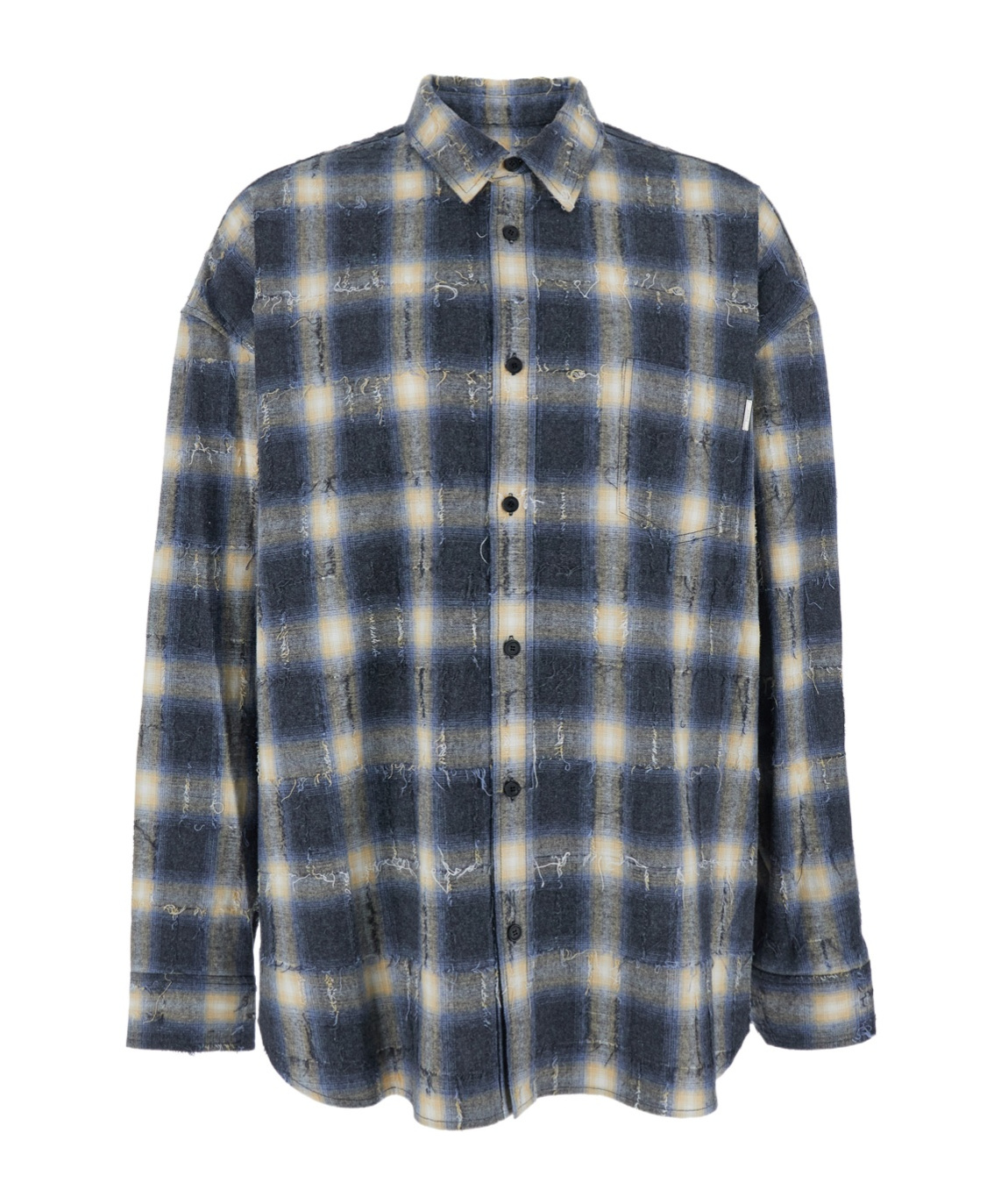 Juunj Multicolor Shirt With Classic Collar And All-over Check Motif In Cotton Man In Blue