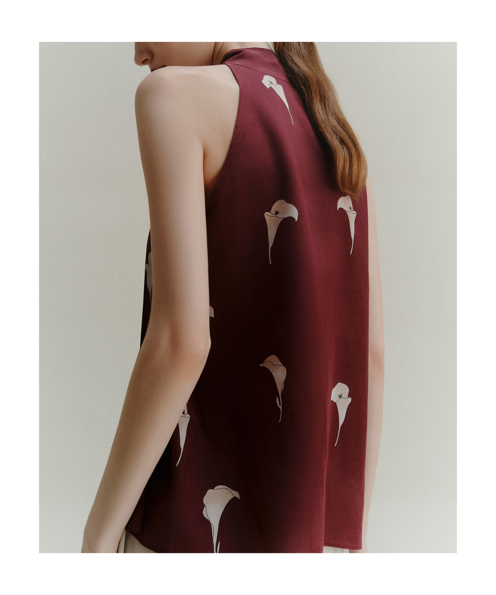 Marella Printed Silk Top - Natural In Red