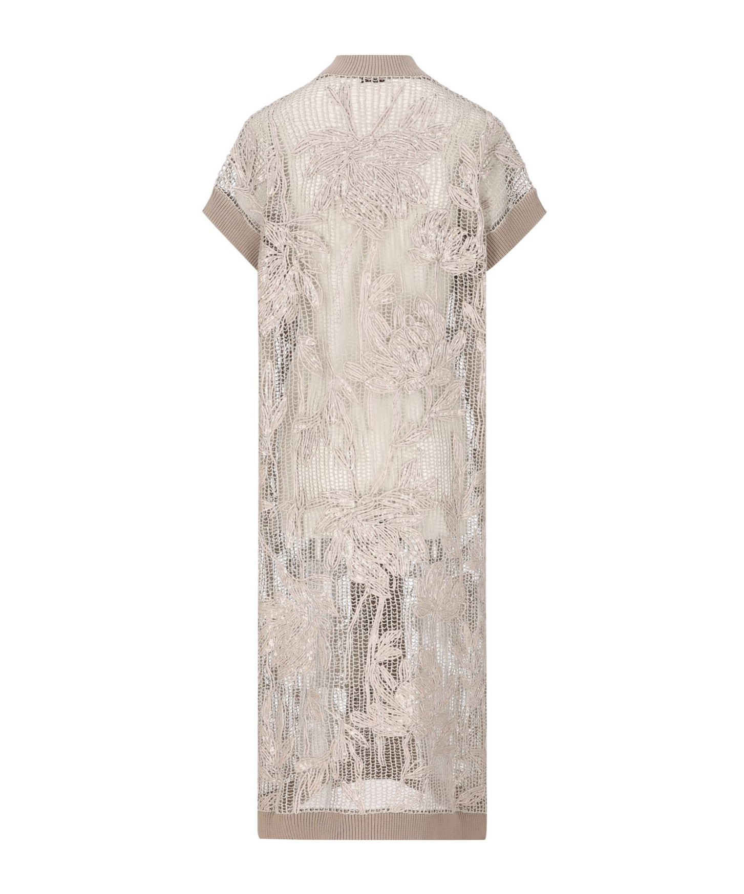 Brunello Cucinelli Magnolia-embroidered Long Cardigan In Gray