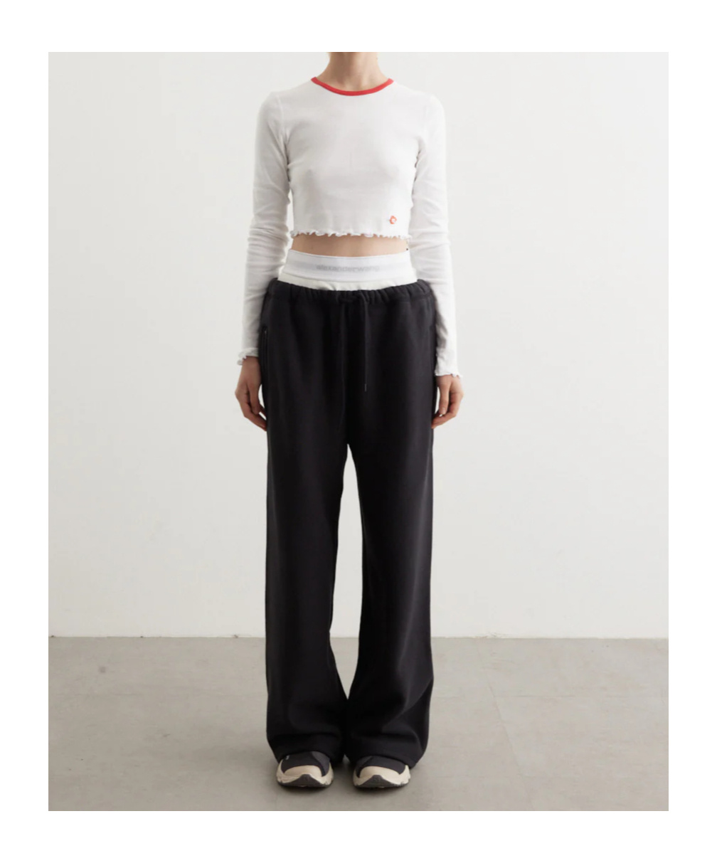 Alexander Wang High Waisted Pleated Pant With Logo Elastic Clothing In Black