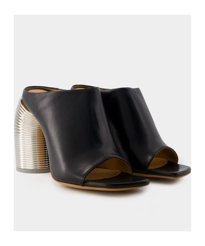 Off-white Silver Spring Mules In Black