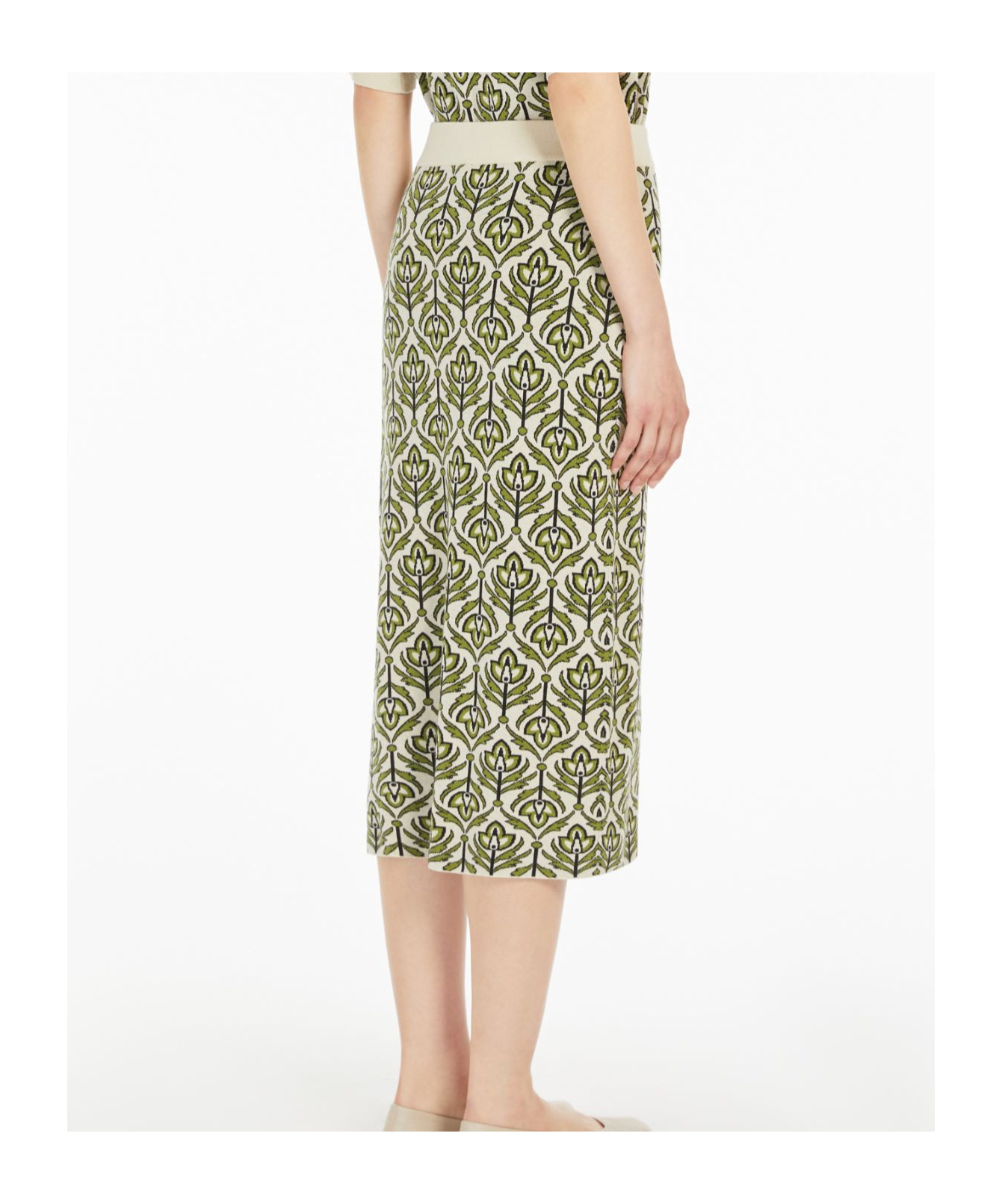Weekend Max Mara Jacquard Knitted Skirt In Nude
