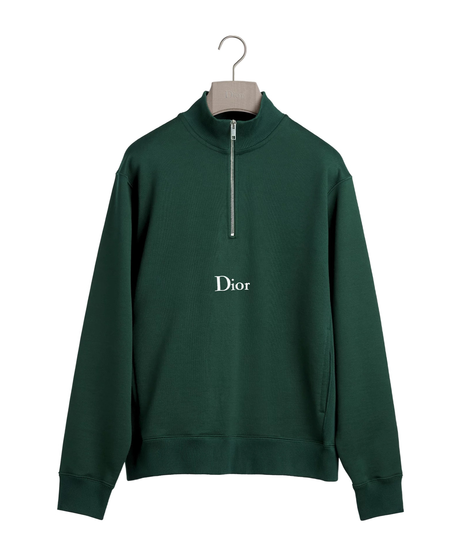 Dior Sweatshirt With Zipped Neckline In Green
