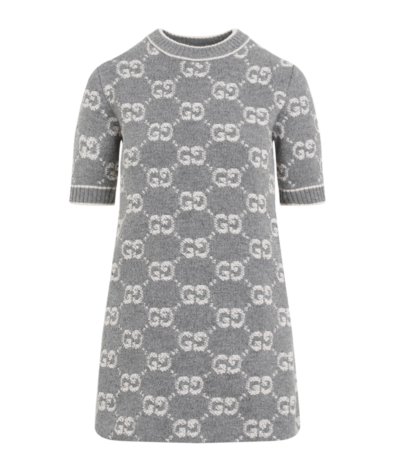 Gucci Gg-jacquard Mini Dress In Gray
