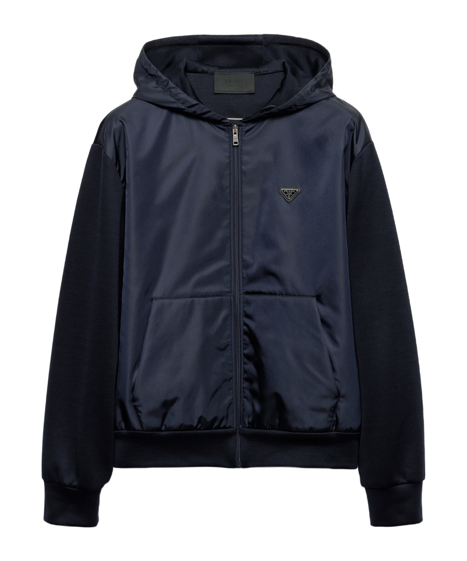 Prada Technical Cotton And Re-nylon Hoodie In Blue