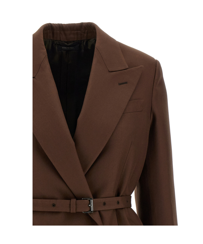 Brioni Prisca Double-breasted Blazer In Brown
