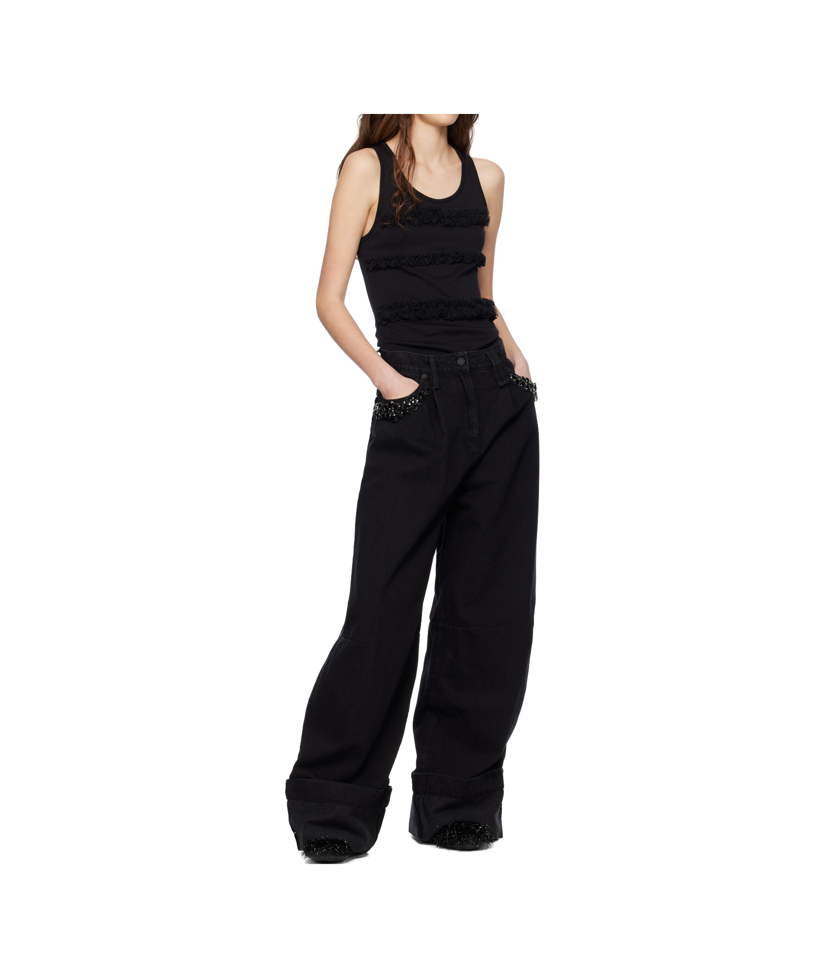 Simone Rocha Crystal Decorated Jeans Leggings