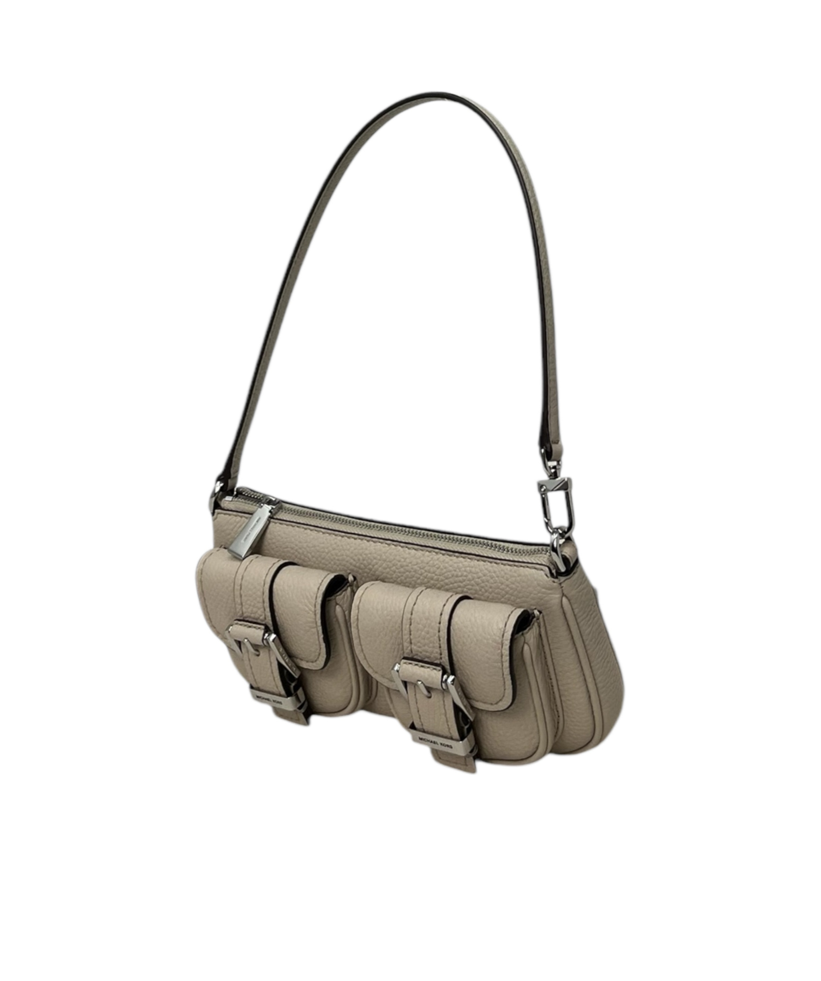 Michael Kors Michael  Zoe Small Pebbled Pouch In Green