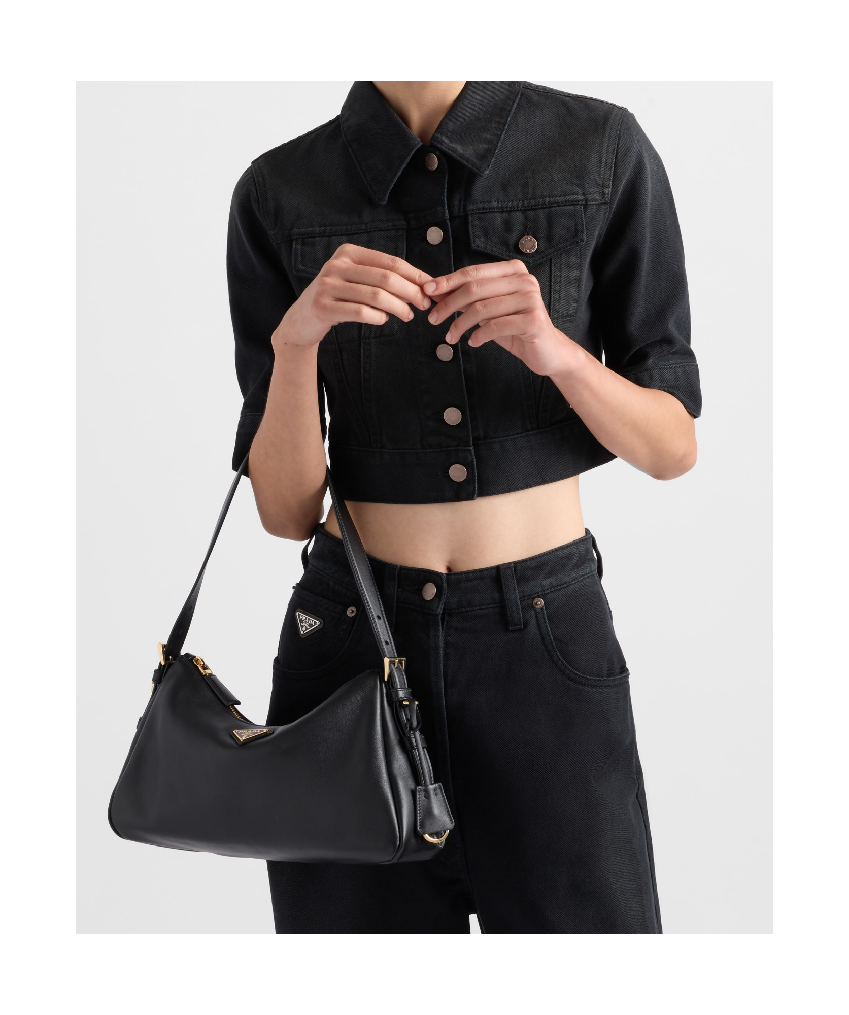 Prada Aimée Medium Shoulder Bag In Black