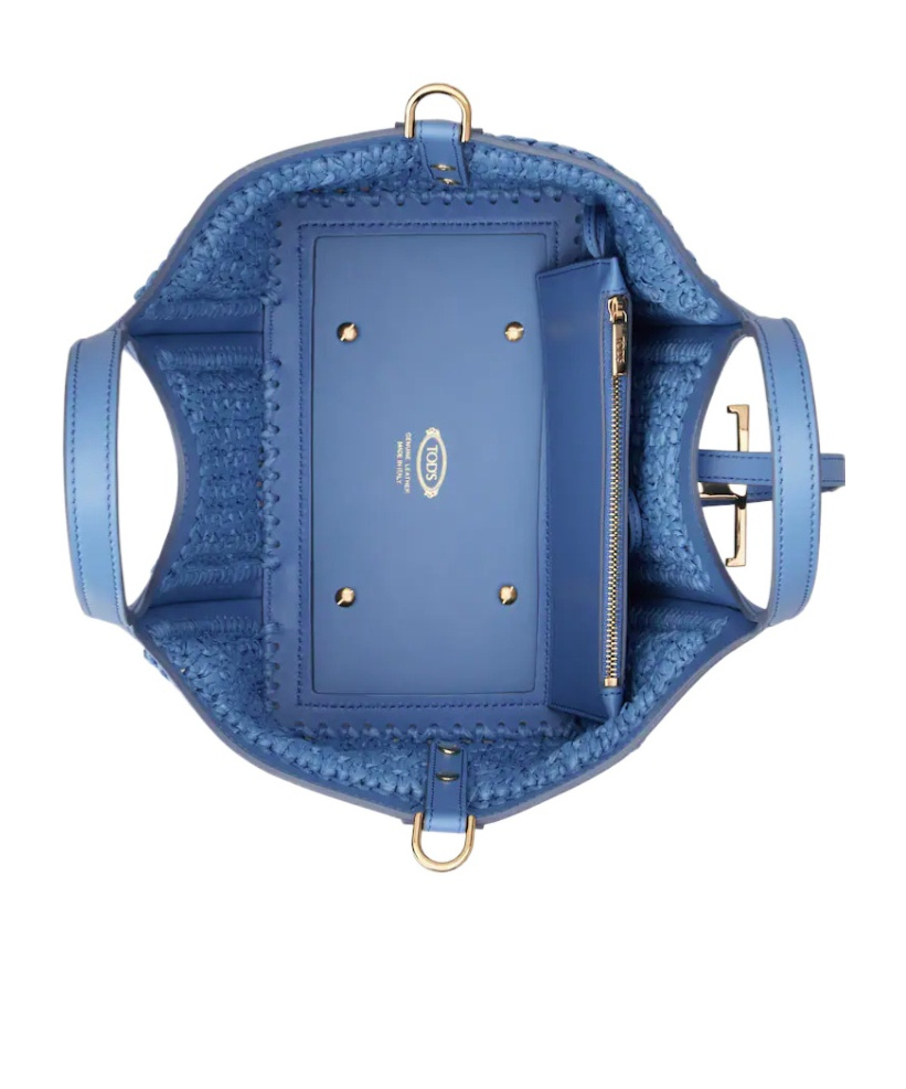 Tod's T Timeless Rafite And Leather Mini Shopping Bag In Blue