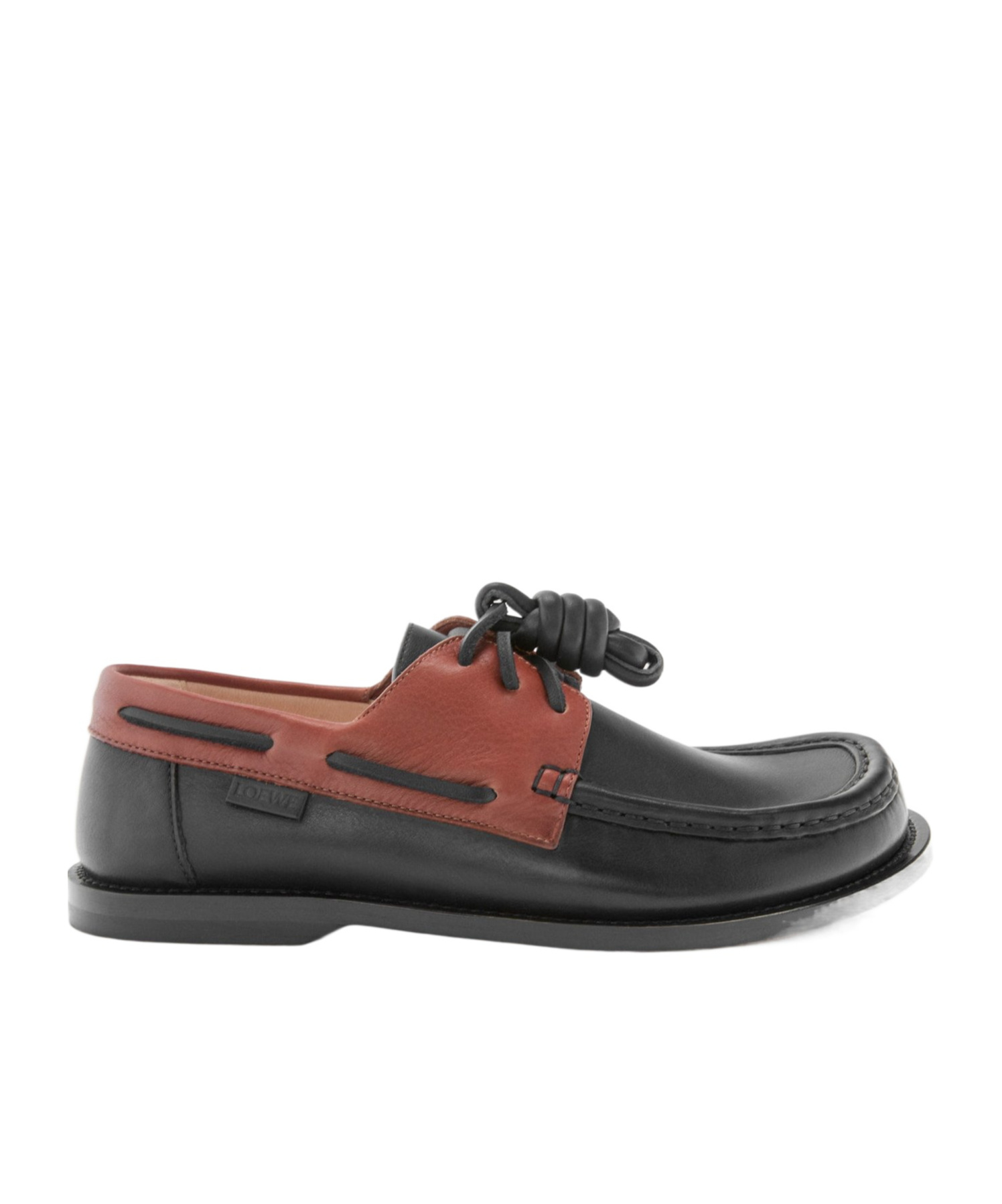 Loewe Campo Knotted Two-tone Leather Loafers In Black