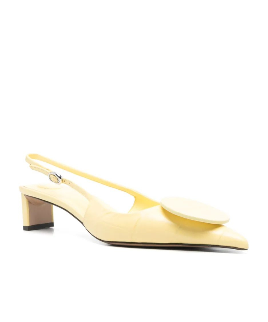 Jacquemus Duelo Calfskin Slingbacks Pumps In Yellow