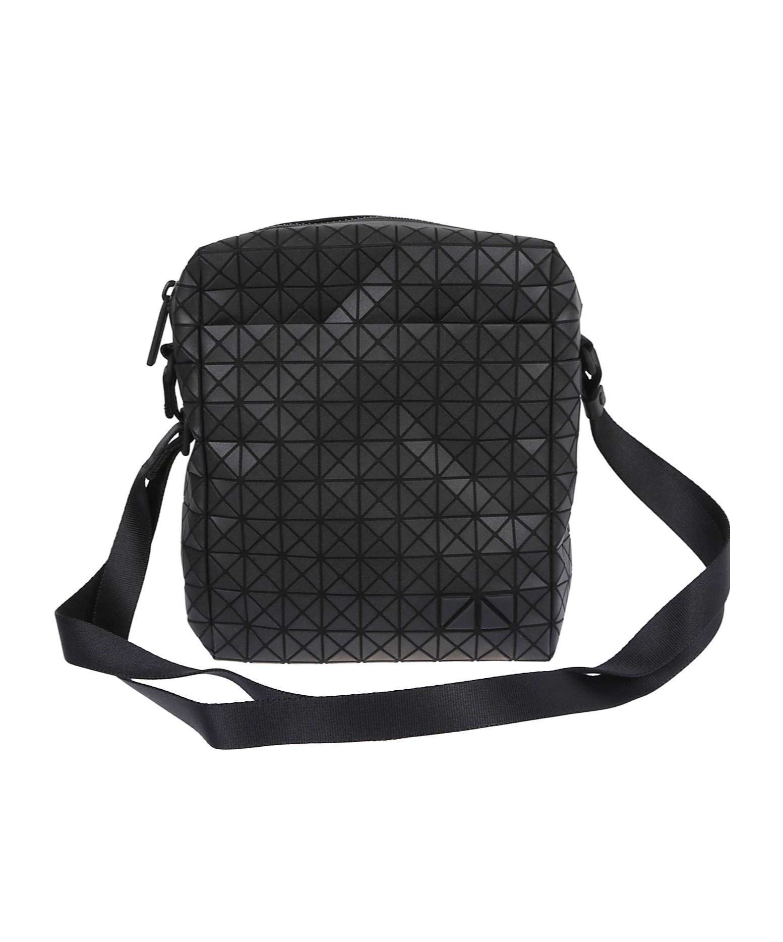 Bao Bao Issey Miyake Geometric Pattern Leather Shoulder Bag With Adjustable Strap In Black