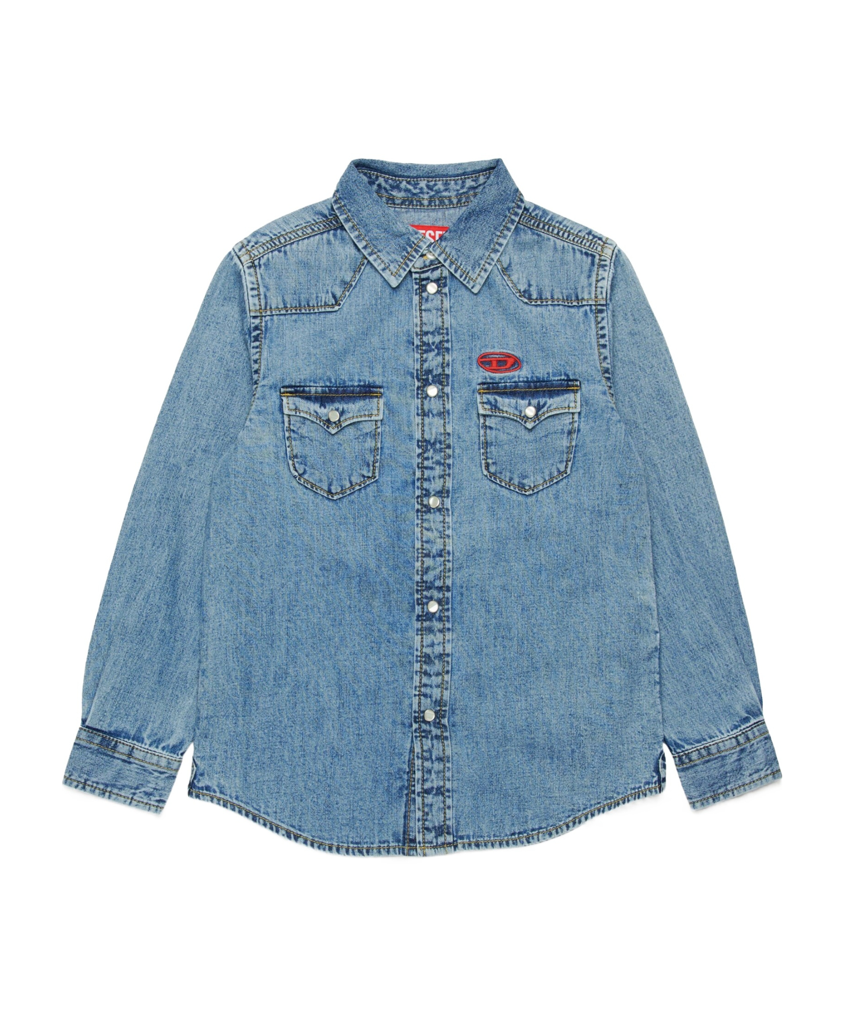 Diesel Camicia In Denim Chiaro Con Logo Oval D In Blue