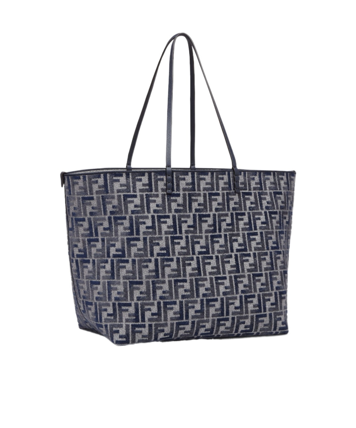 Fendi Women Embroidered Chenille Large Roll Shopping Bag In Black