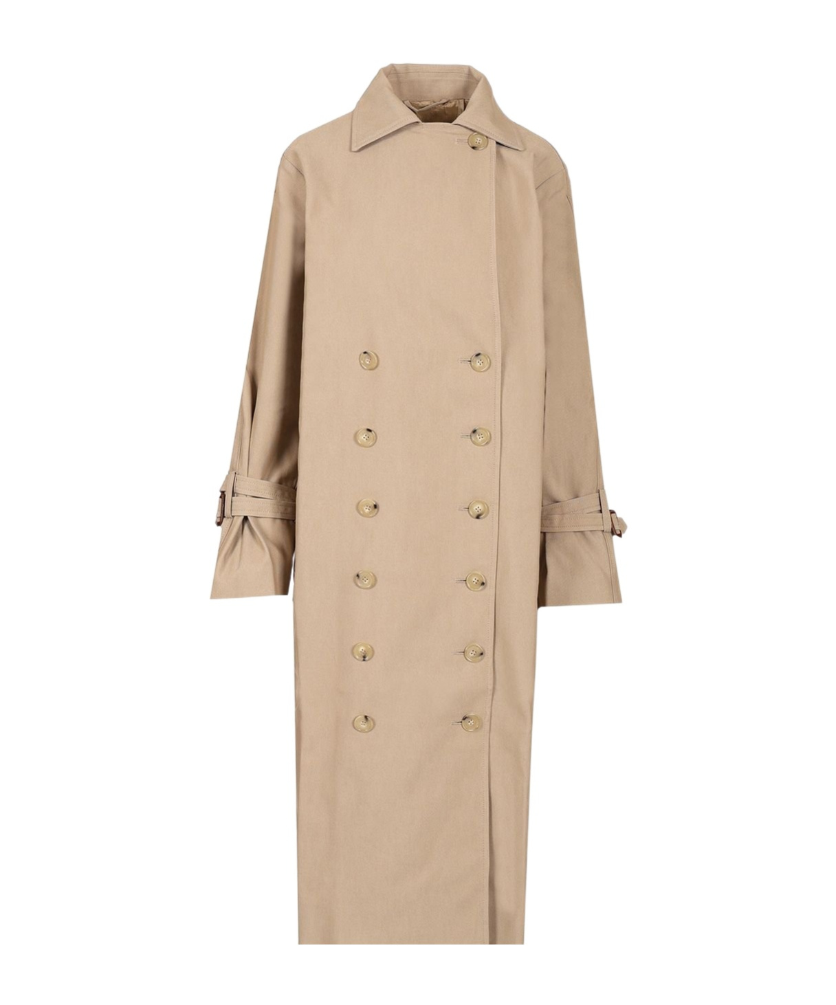 Totême Signature Double-breasted Cotton-blend Gabardine Trench Coat In Neutral