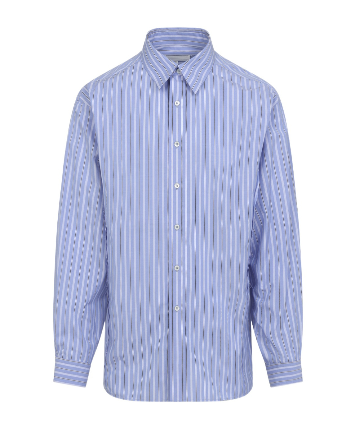 Maison Margiela Striped Long-sleeved Shirt In Blue