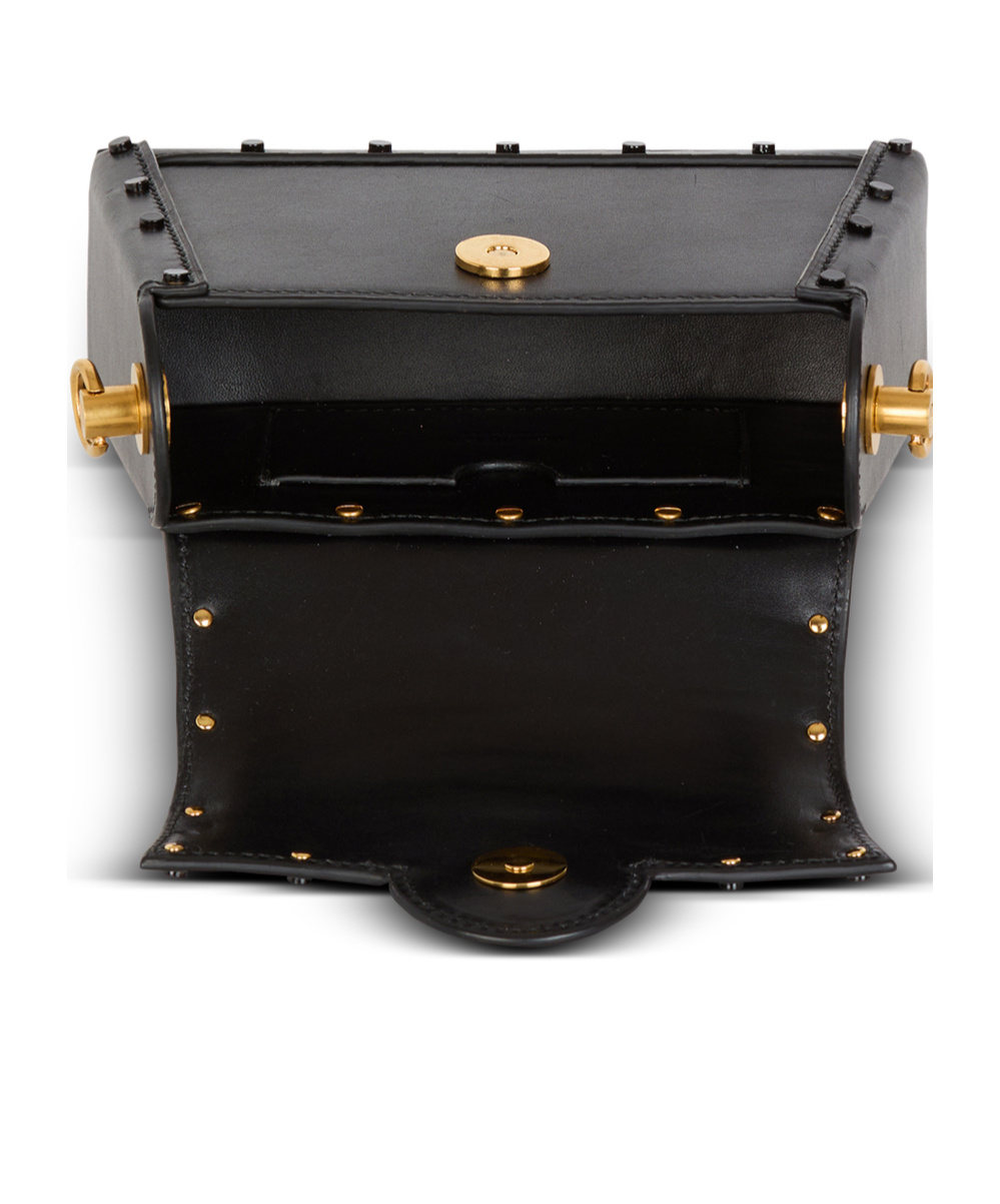 Balmain Small B-buzz Dynasty Leather Shoulder Bag In Black