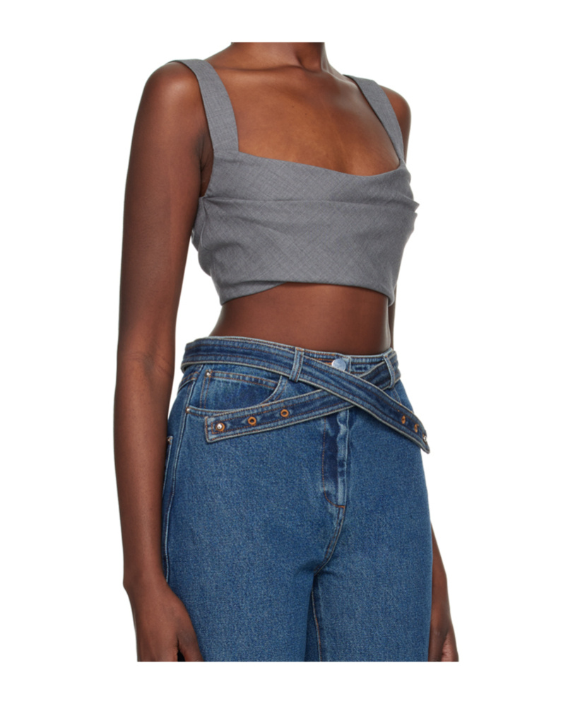Paris Georgia Pleated Vest In Gray