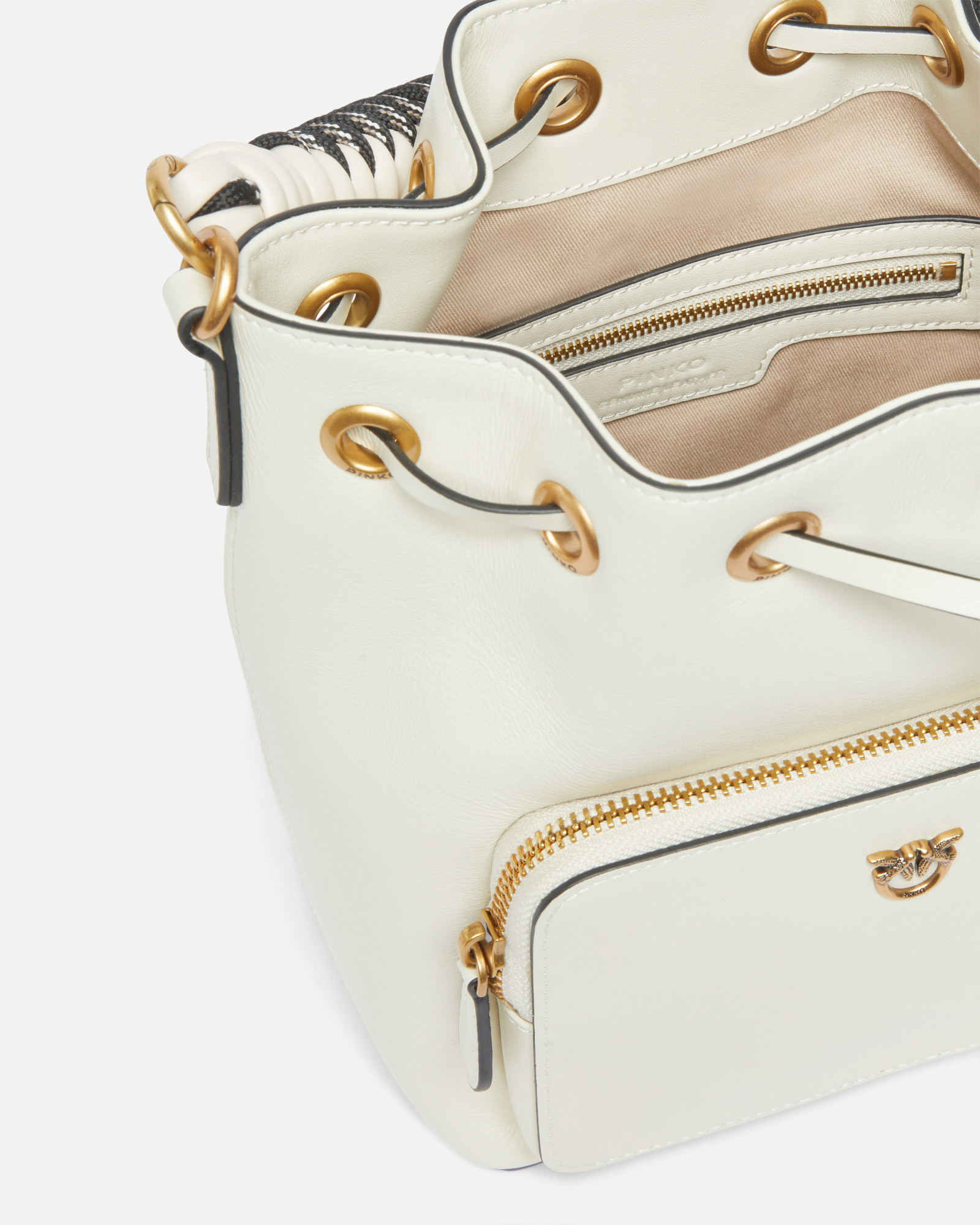 Pinko Drawstring Handbag In White