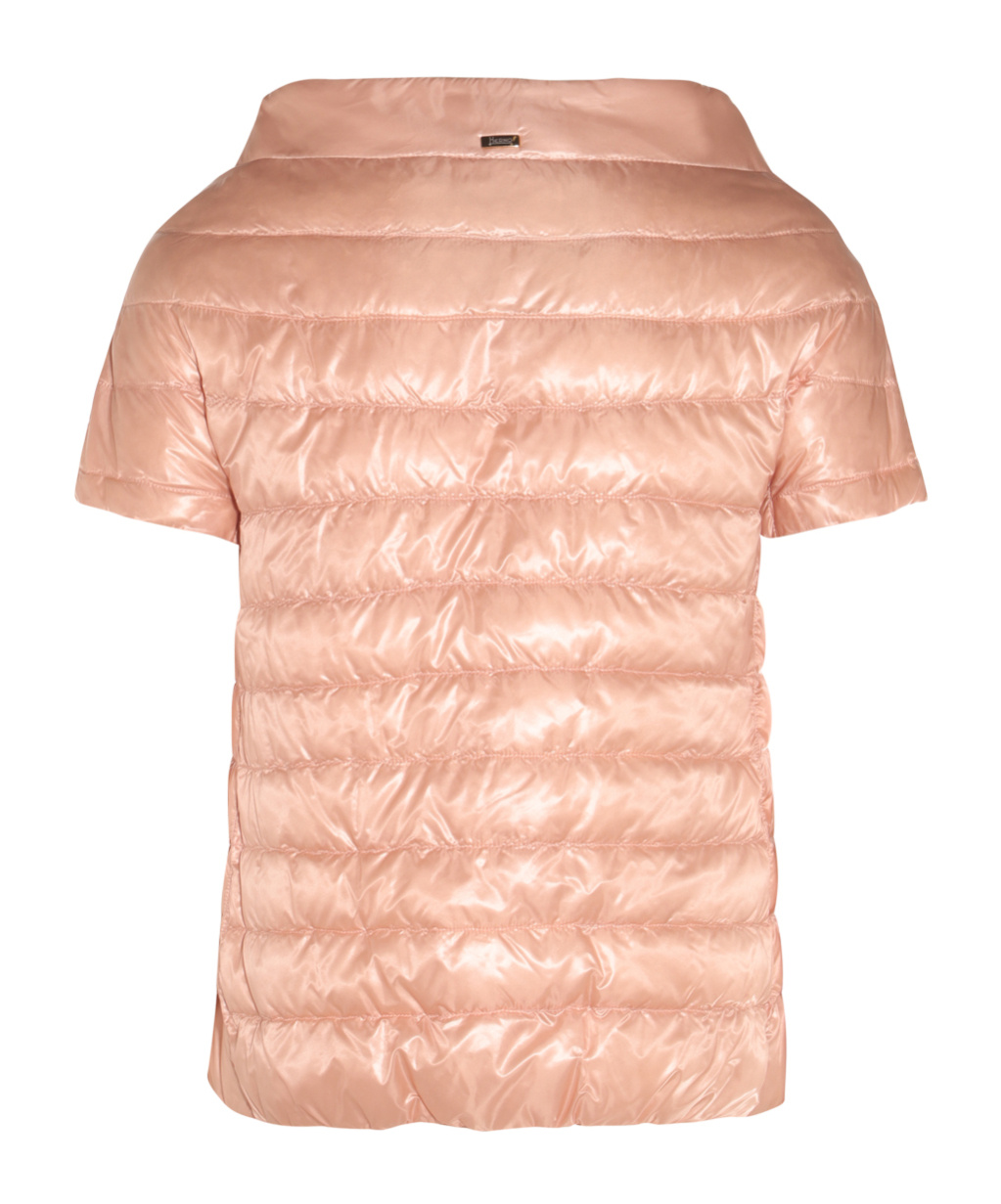 Herno Puffer Jackets With Short Sleeves And High Collar In Pink