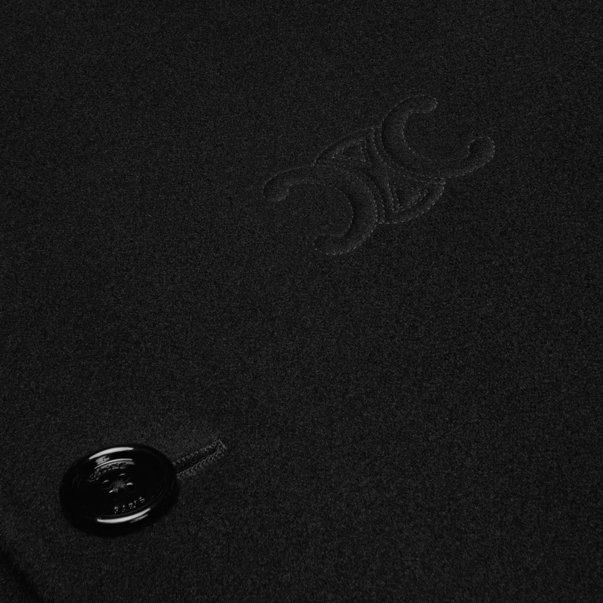 Celine Cardigan Jacket In Wool Cloth In Black