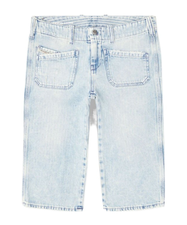 Diesel Capri Shorts In Herringbone Denim In White