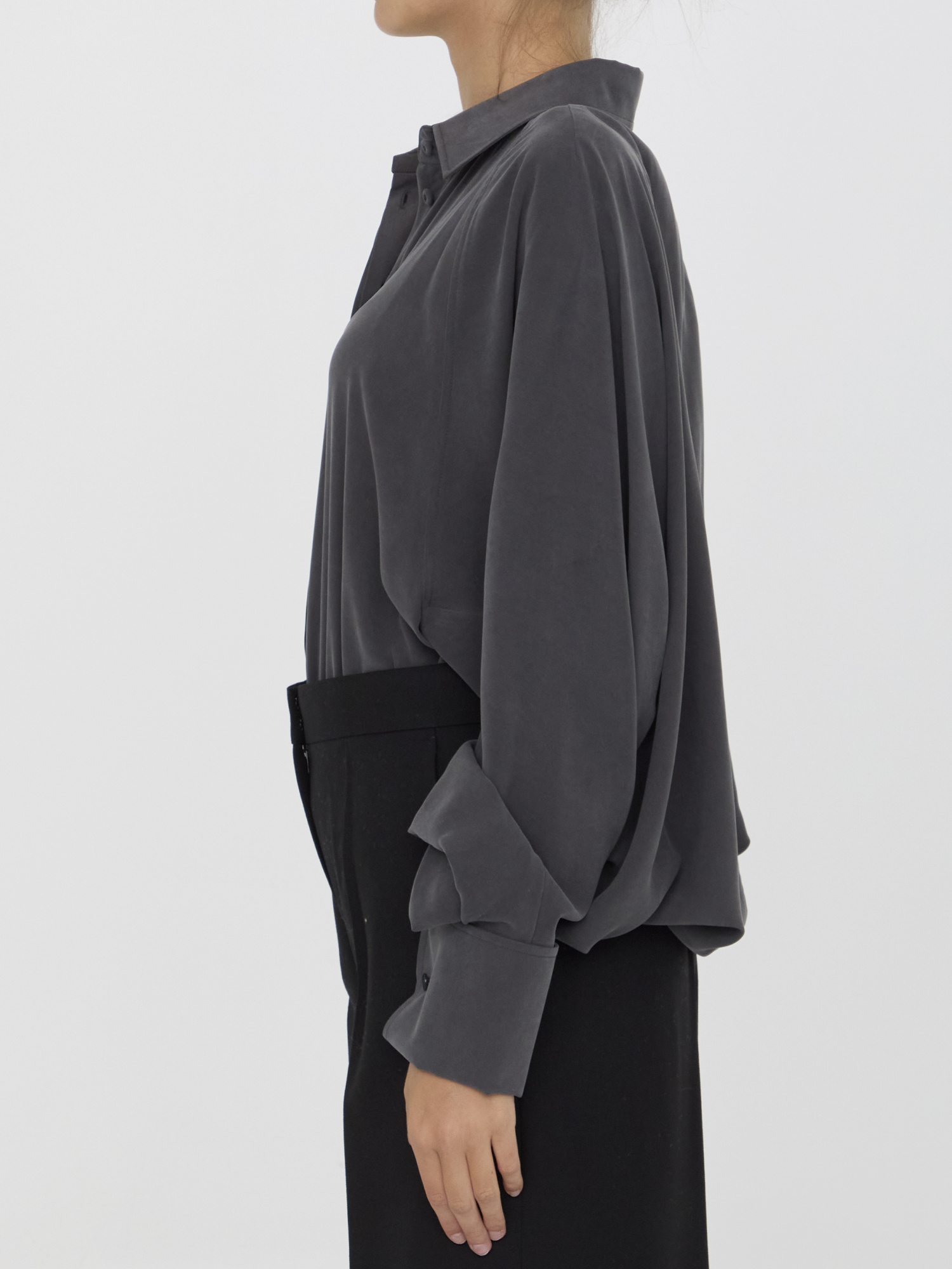 Max Mara Women Silk Bodysuit Shirt In Black