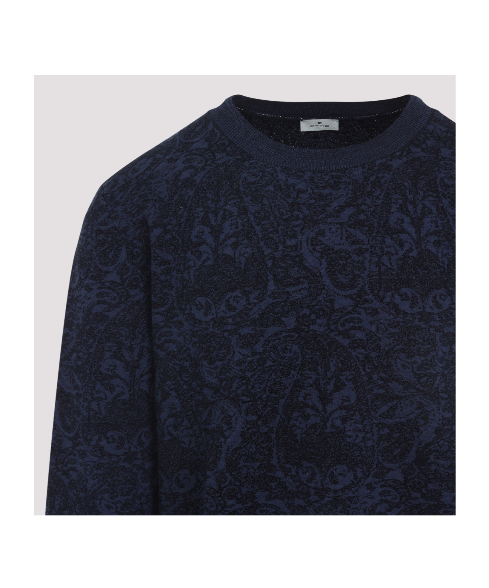 Etro Blue Sweater With Paisley Print In Cotton-wool Blend In Blue