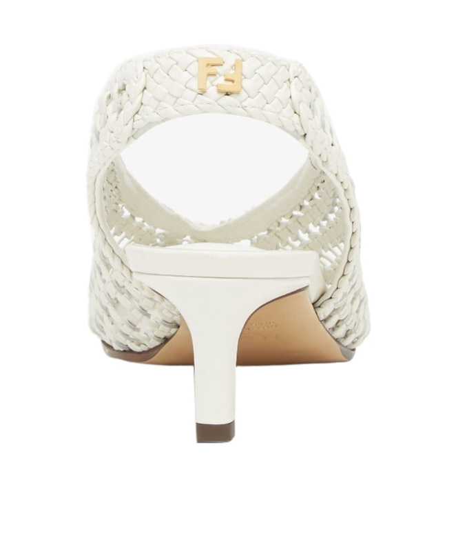Shop Fendi White Leather Low-heeled Slingbacks