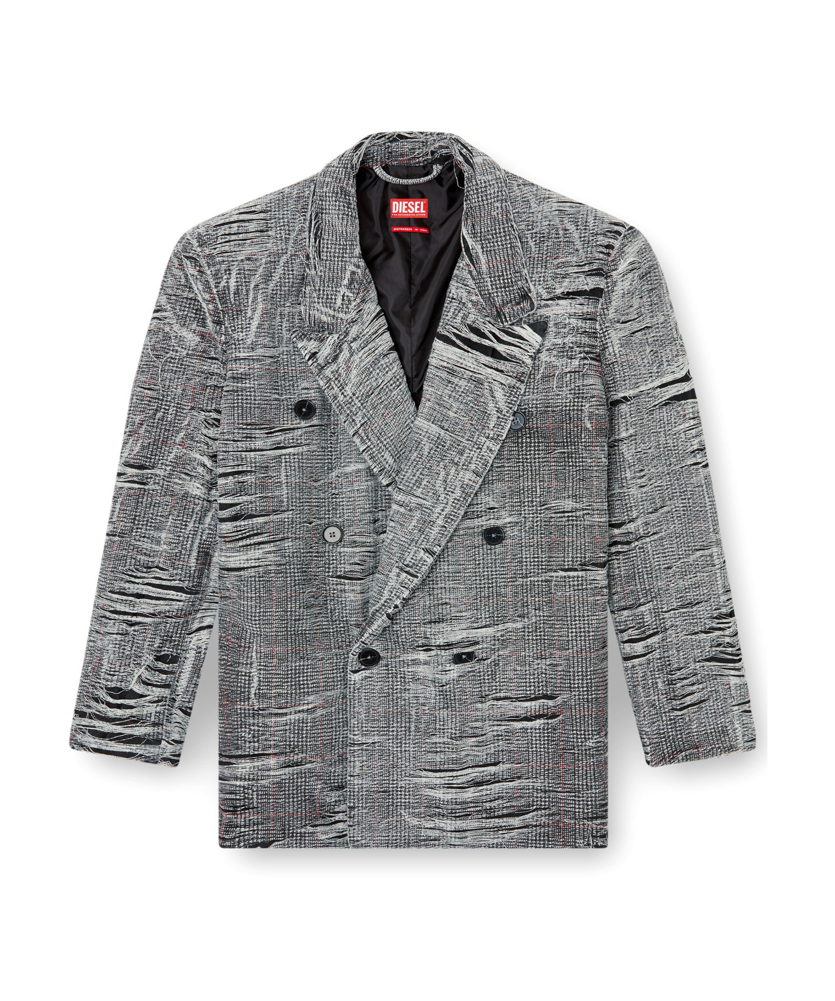 Diesel Blazer In Distressed Prince Of Wales Denim In Gray