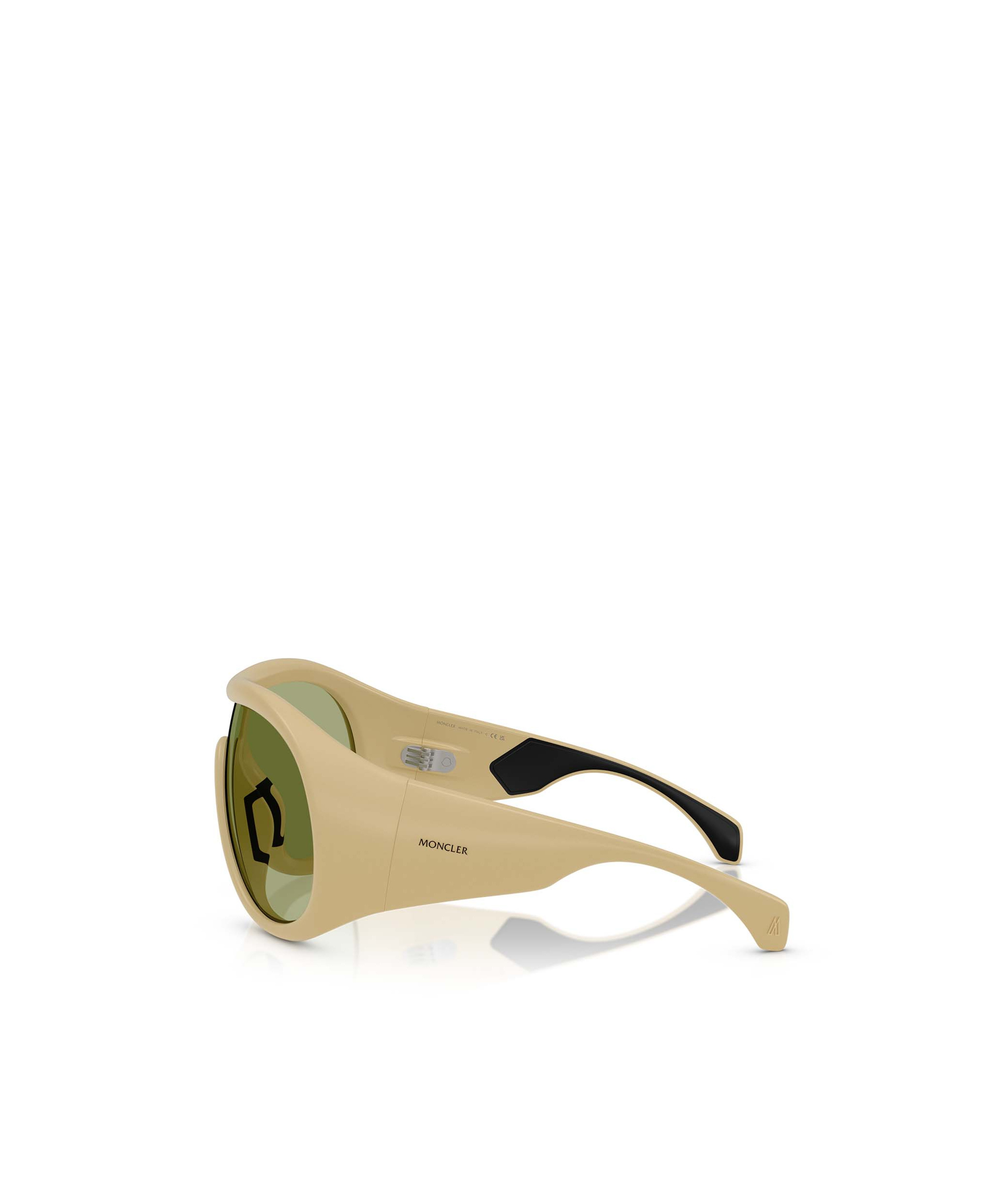 Moncler Cloche 135mm Polarized Pilot Shield Sunglasses In Green