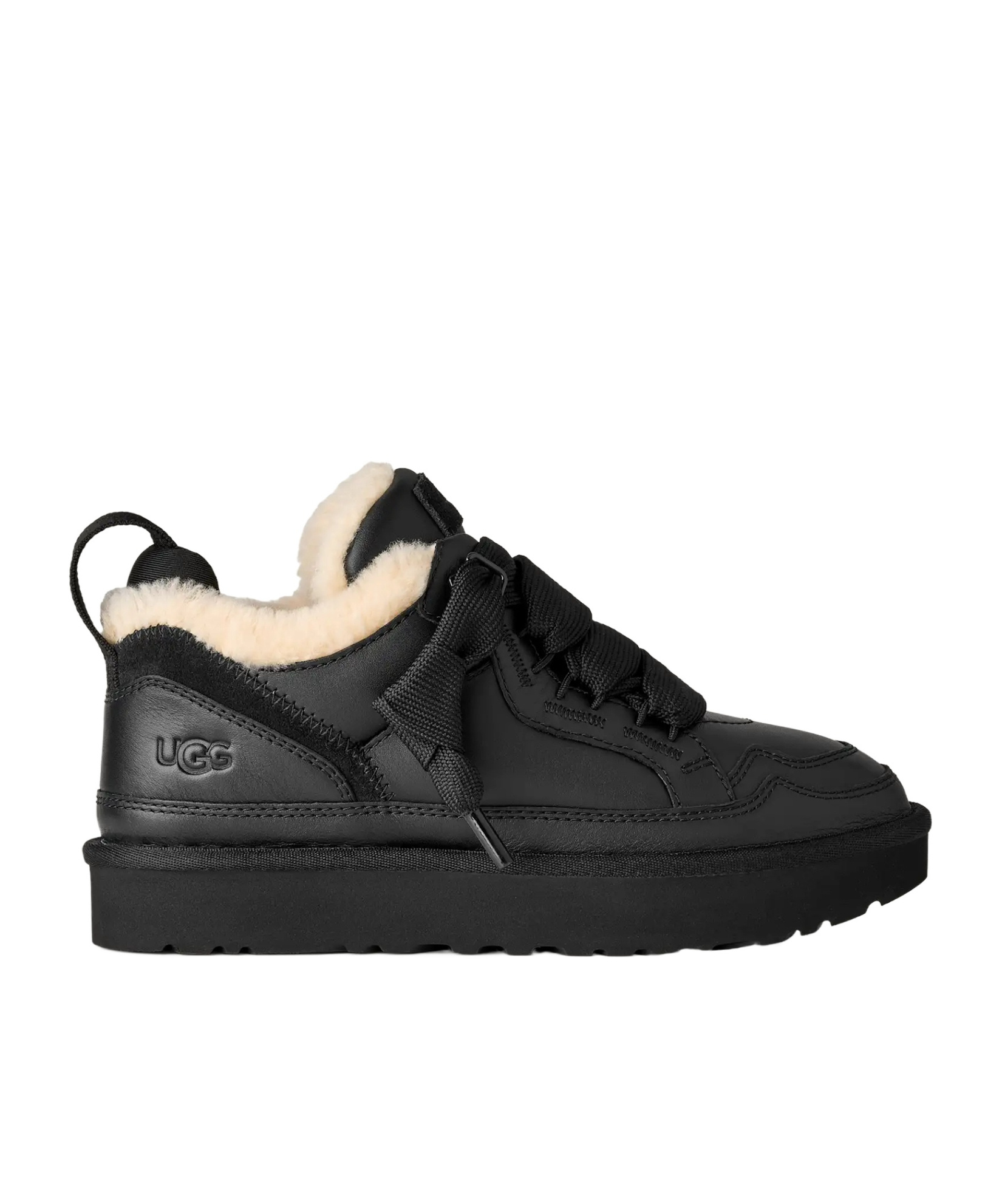 Ugg Lowmel Lace-up Shearling Sneakers In Black