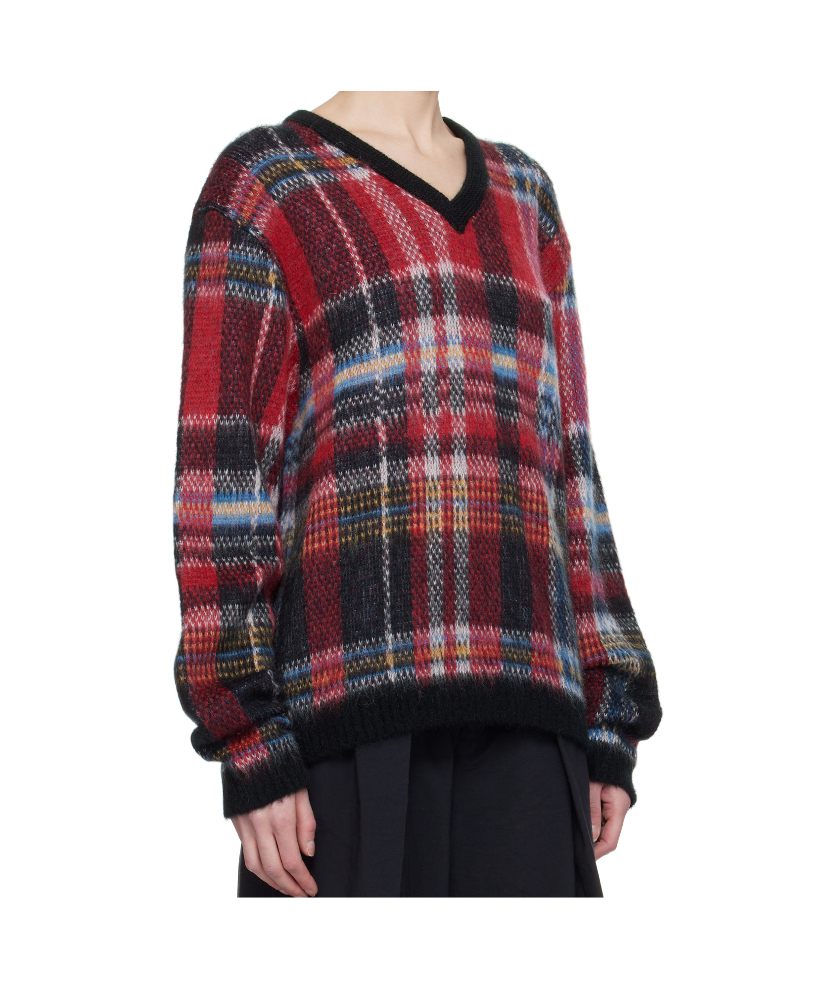 Ymc You Must Create Red & Black Vertigo Tartan Sweater In Red/black