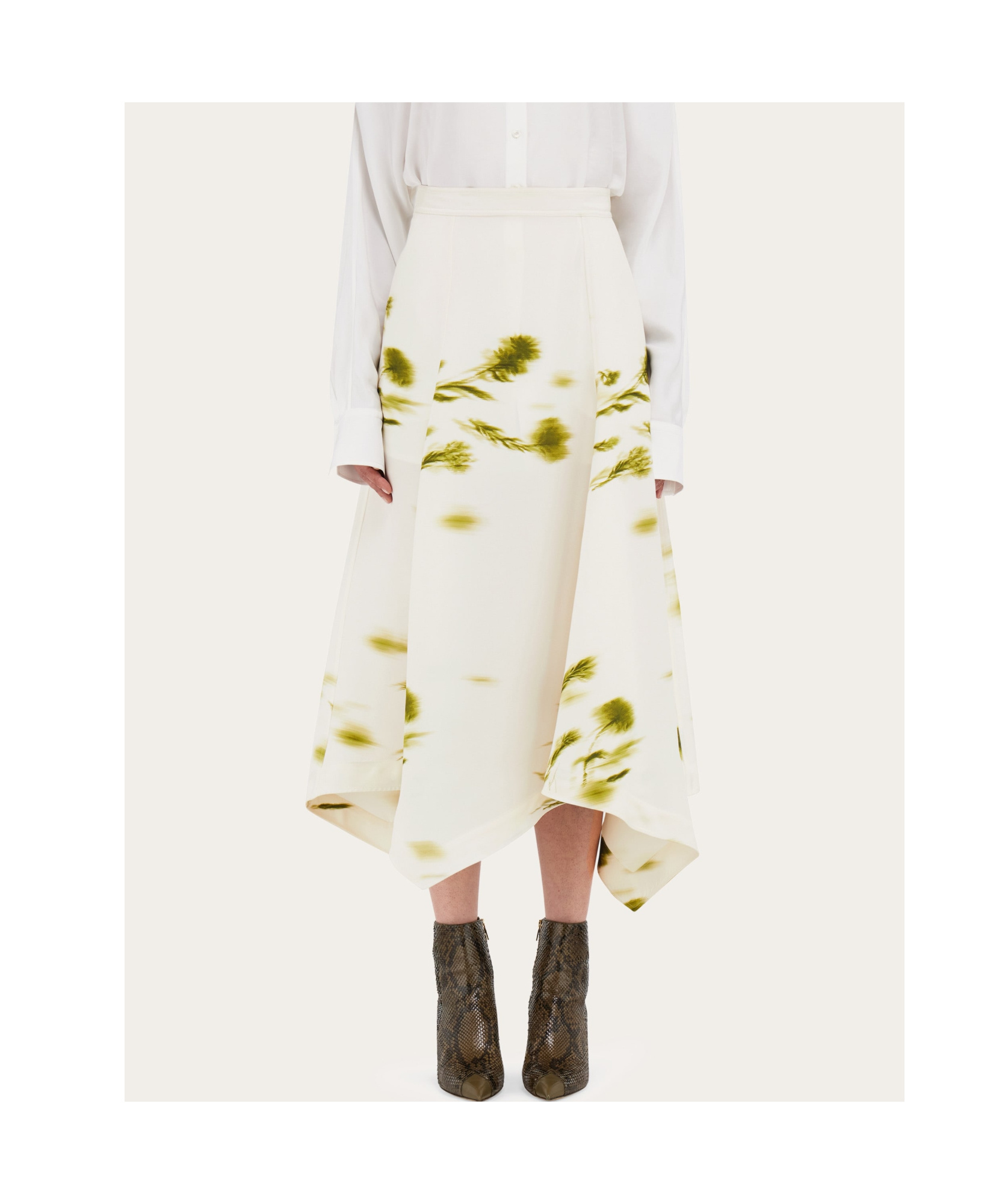 Ferragamo Printed Handkerchief Skirt In White
