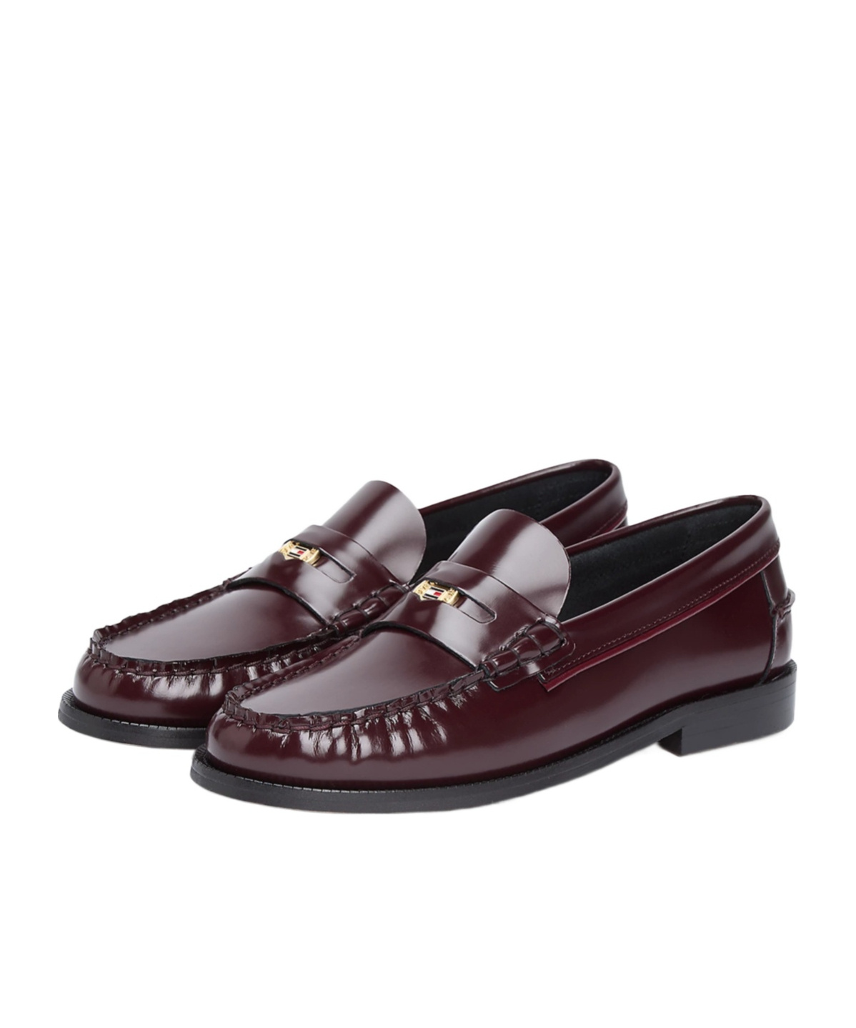 Tommy Hilfiger Patent Leather Cushioned Loafers In Brown