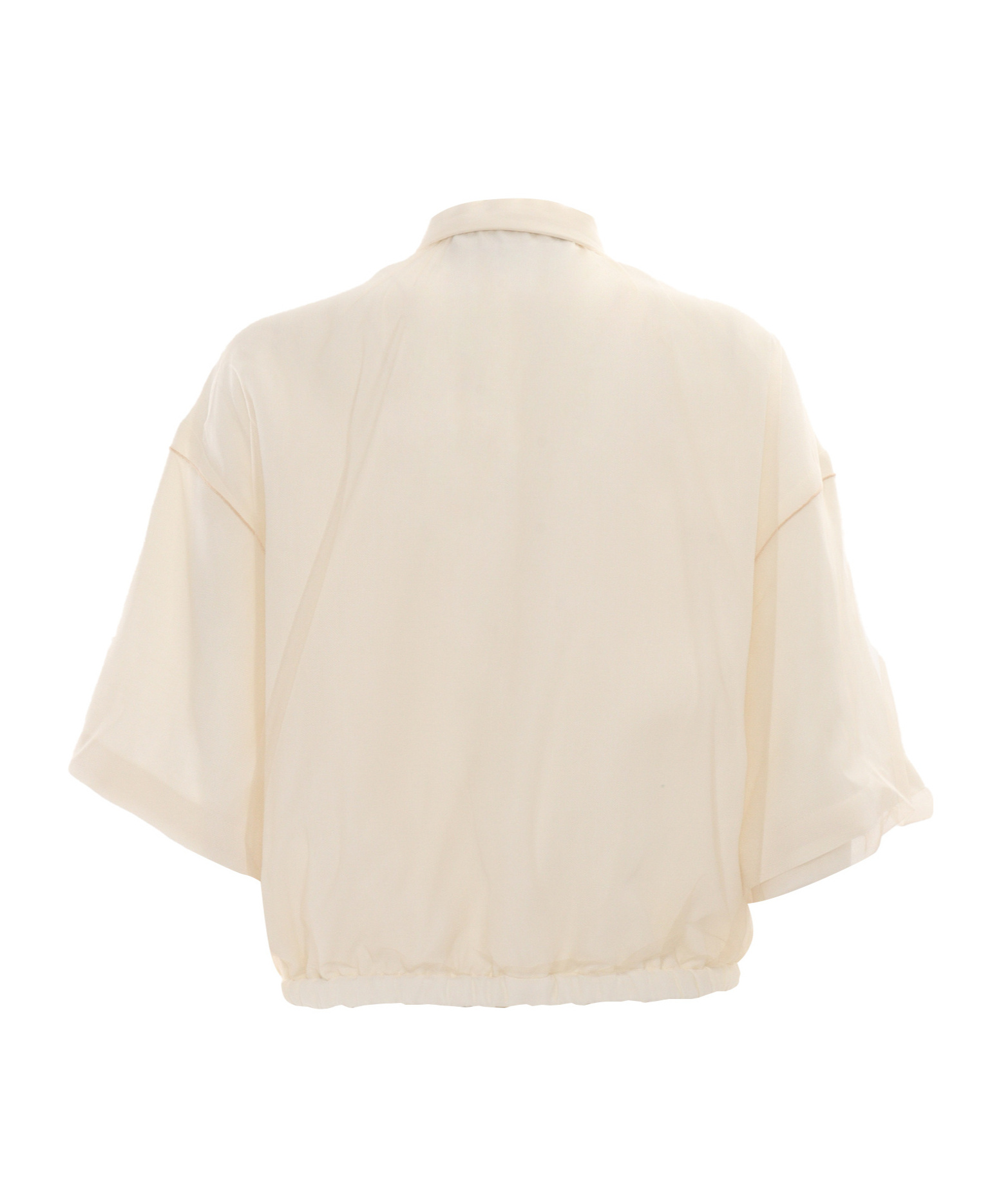 Fabiana Filippi Viscose Linen Short Sleeve Shirt With Bottom Drawsting In Nude