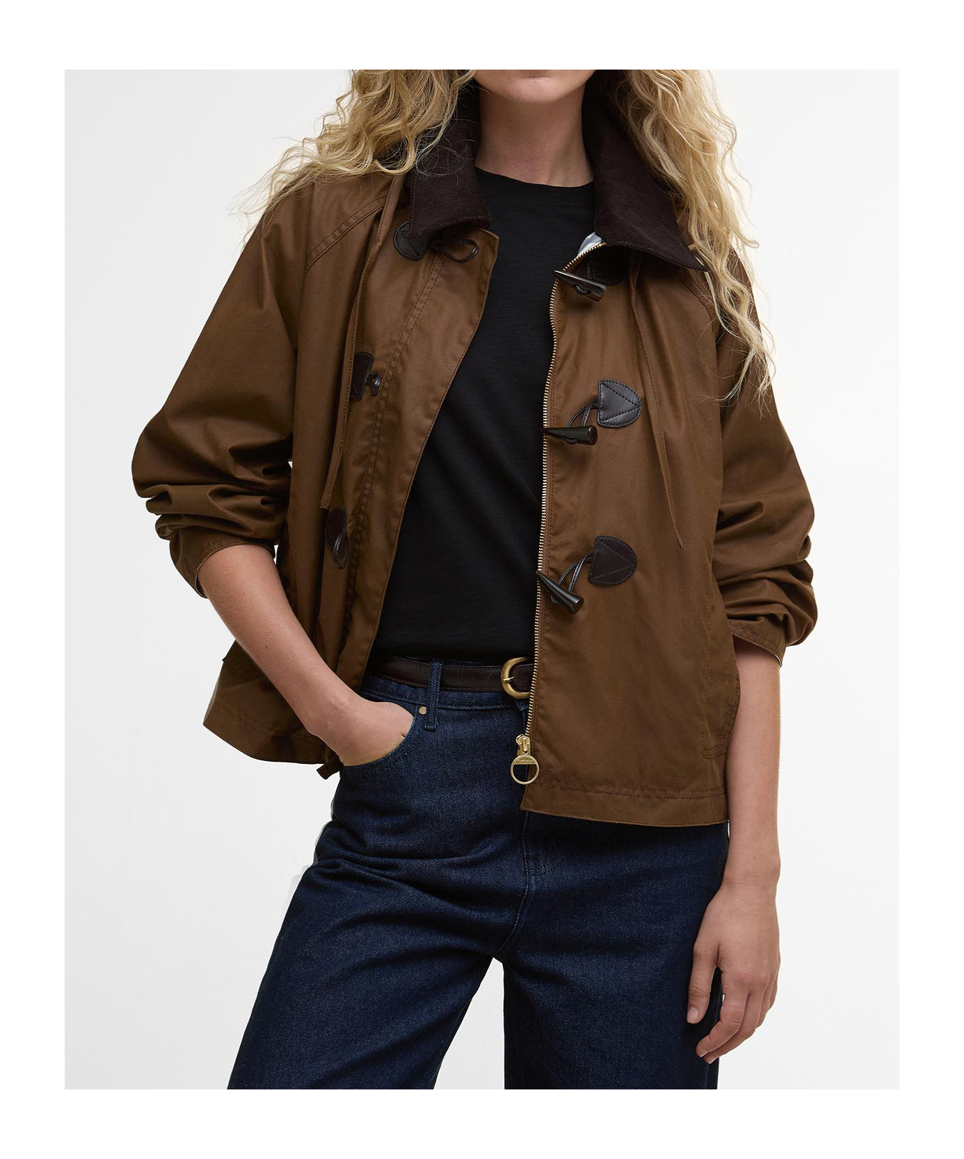 Barbour Myra Waxed Duffle Coat In Brown
