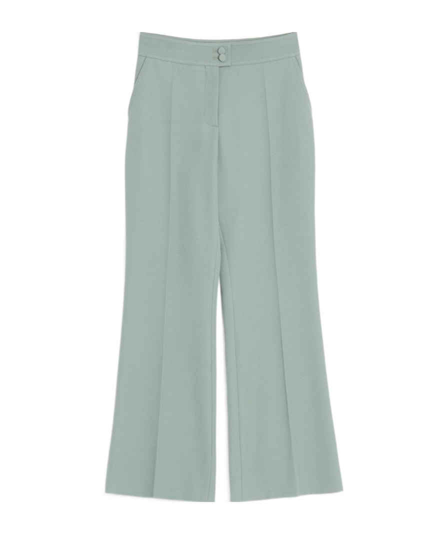 Valentino Light Diagonal Wool Trousers In Green