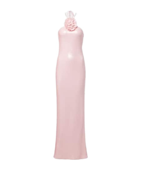Rodarte Floral Applique Sequined Gown In Pink