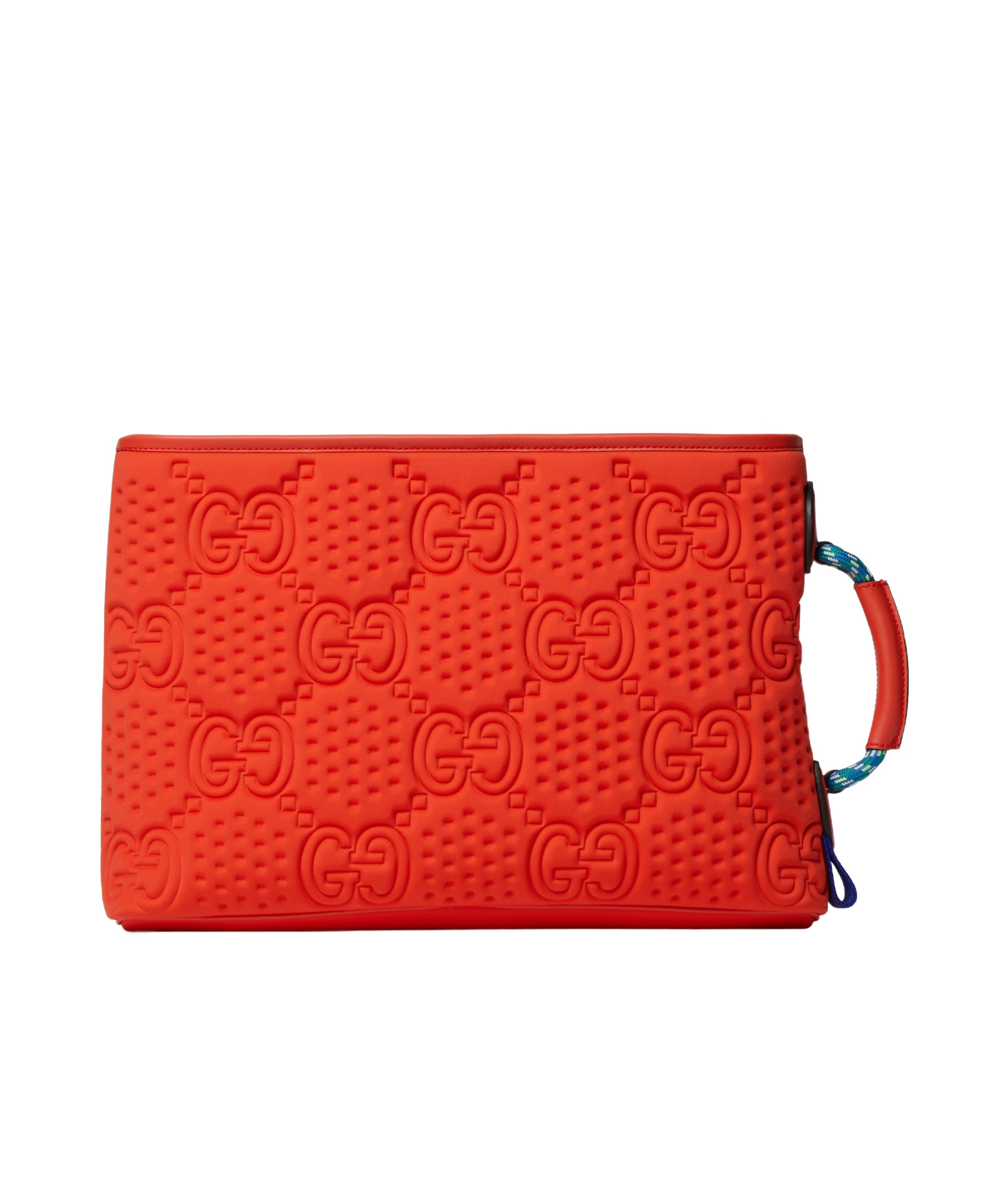 Gucci Gg Scuba Logo-debossed Clutch Bag In Orange
