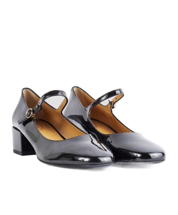 Tod's Almond Toe Block Heel Gold Hardware Pumps In Black