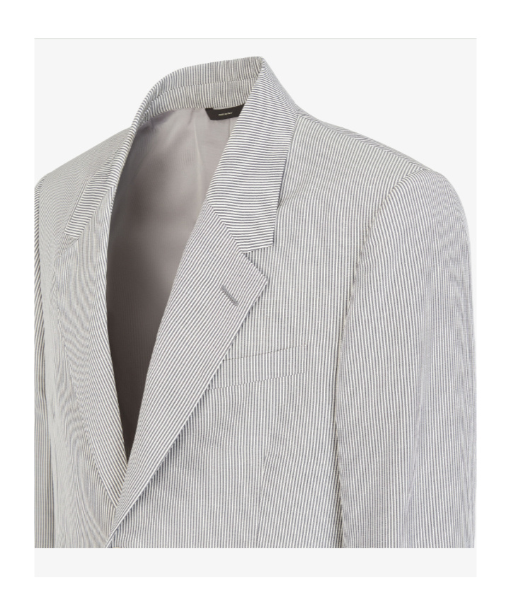 Fendi Sigle-breasted Striped Blazer In White