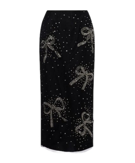 Carolina Herrera Embellished Sheer Midi Skirt In Black