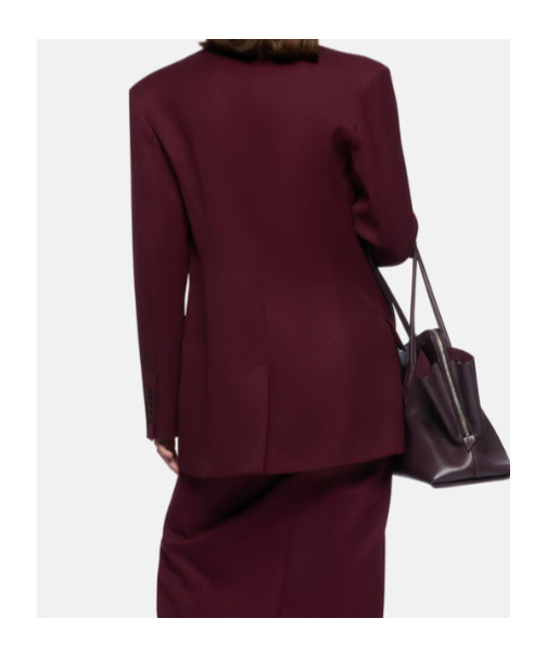 Attico Padded-shoulder Gabardine Blazer In Burgundy