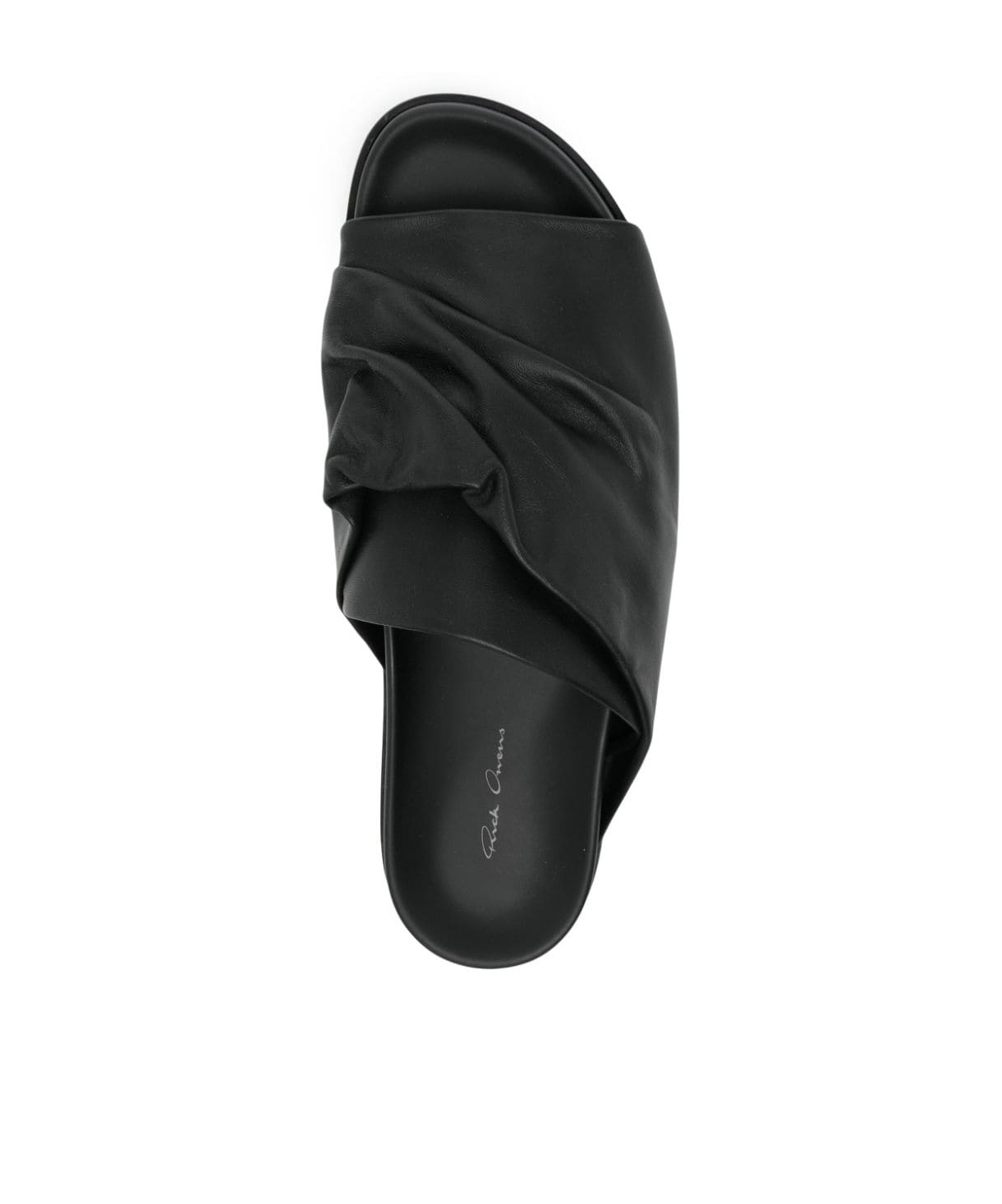 Rick Owens Leather Criss-cross Slides Open Toe In Black