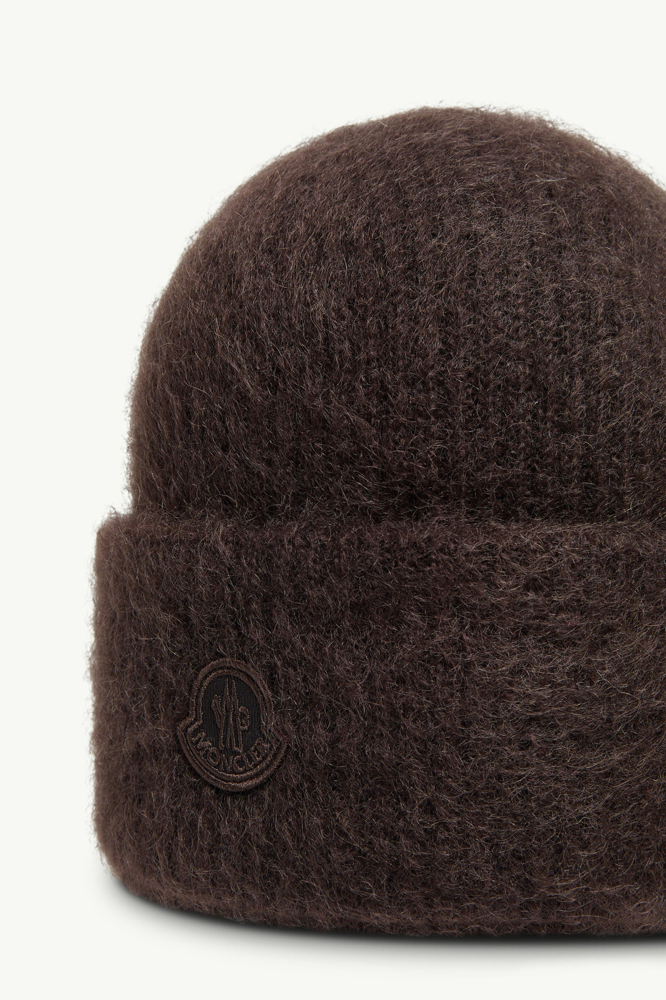 Moncler Mohair Wool Blend Beanie In Brown
