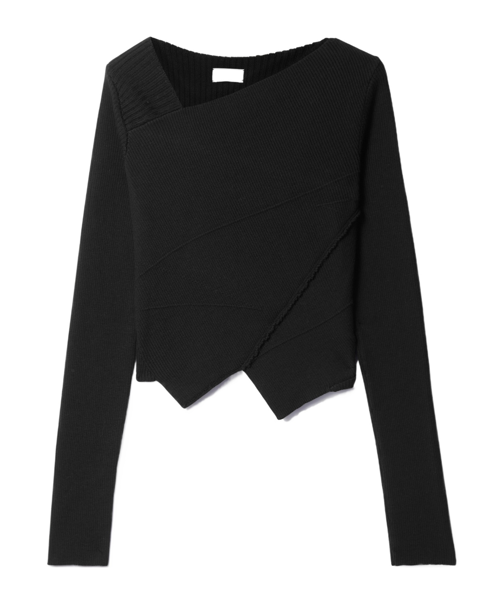 Shop Dries Van Noten Asymmetrical Ribbed Short Sweater In Black